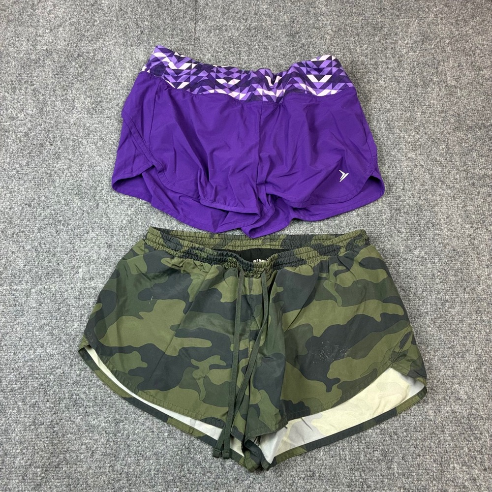 Old Navy Active Go-Dry Running Shorts Bundle Womens Small Camo Purple 2 Pack